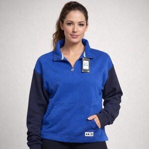 Under Armour Woman’s Playback 1/4 Quarter Zip Blue and Navy Pullover